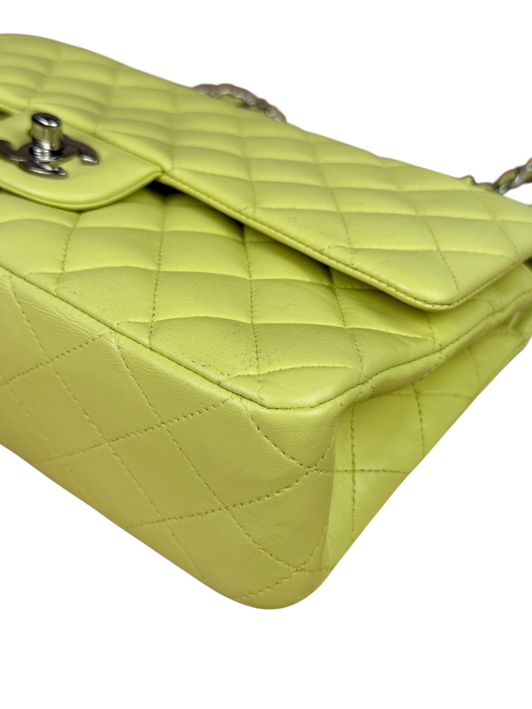 Chanel Yellow Neon Quilted Leather Classic Double Flap Bag 2010