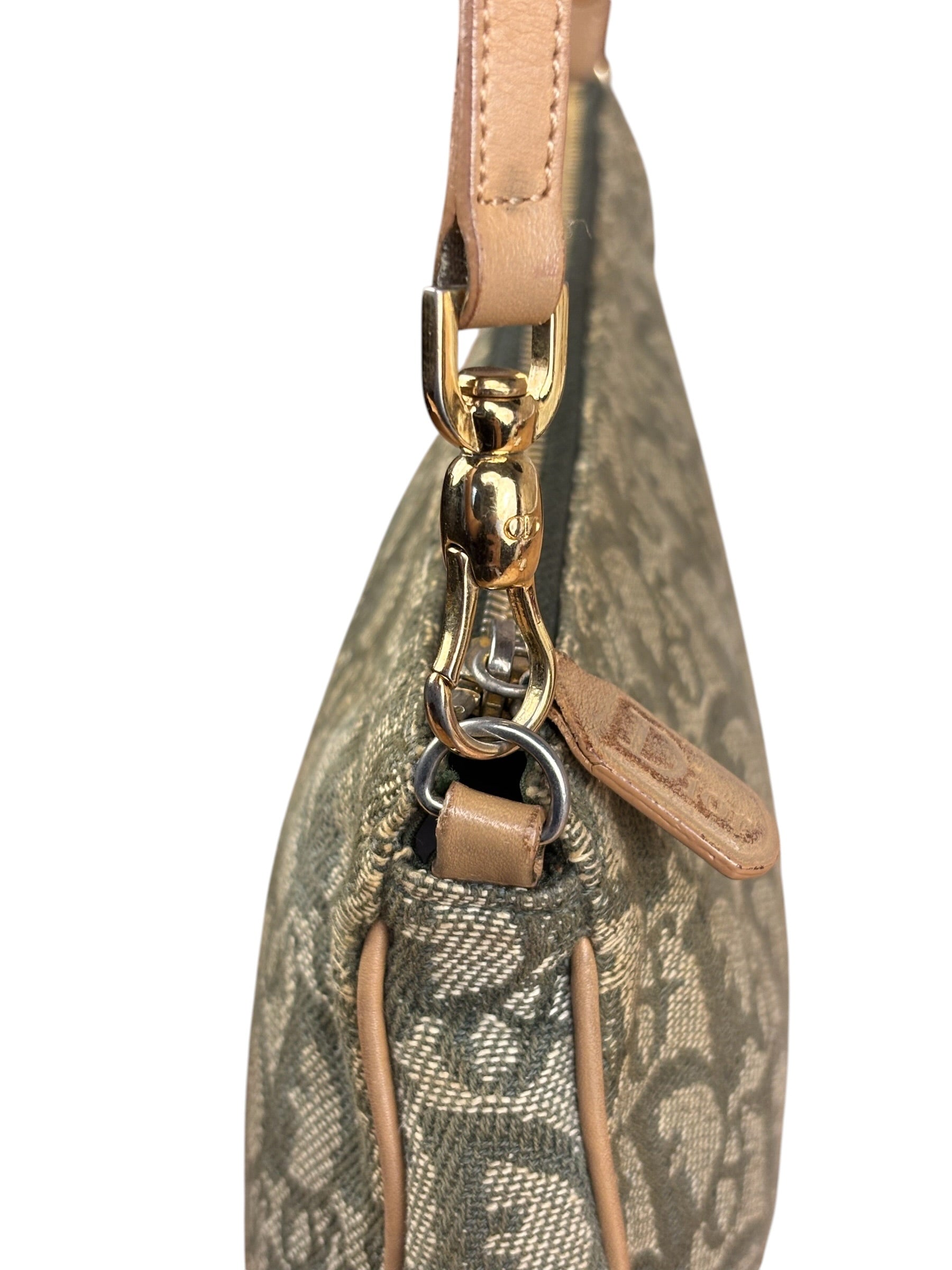 Christian Dior Vintage Olive Green Oblique Saddle Pochette