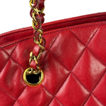 Chanel Vintage Red Quilted Lambskin Shoulder Bag 1989