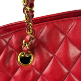 Chanel Vintage Red Quilted Lambskin Shoulder Bag 1989