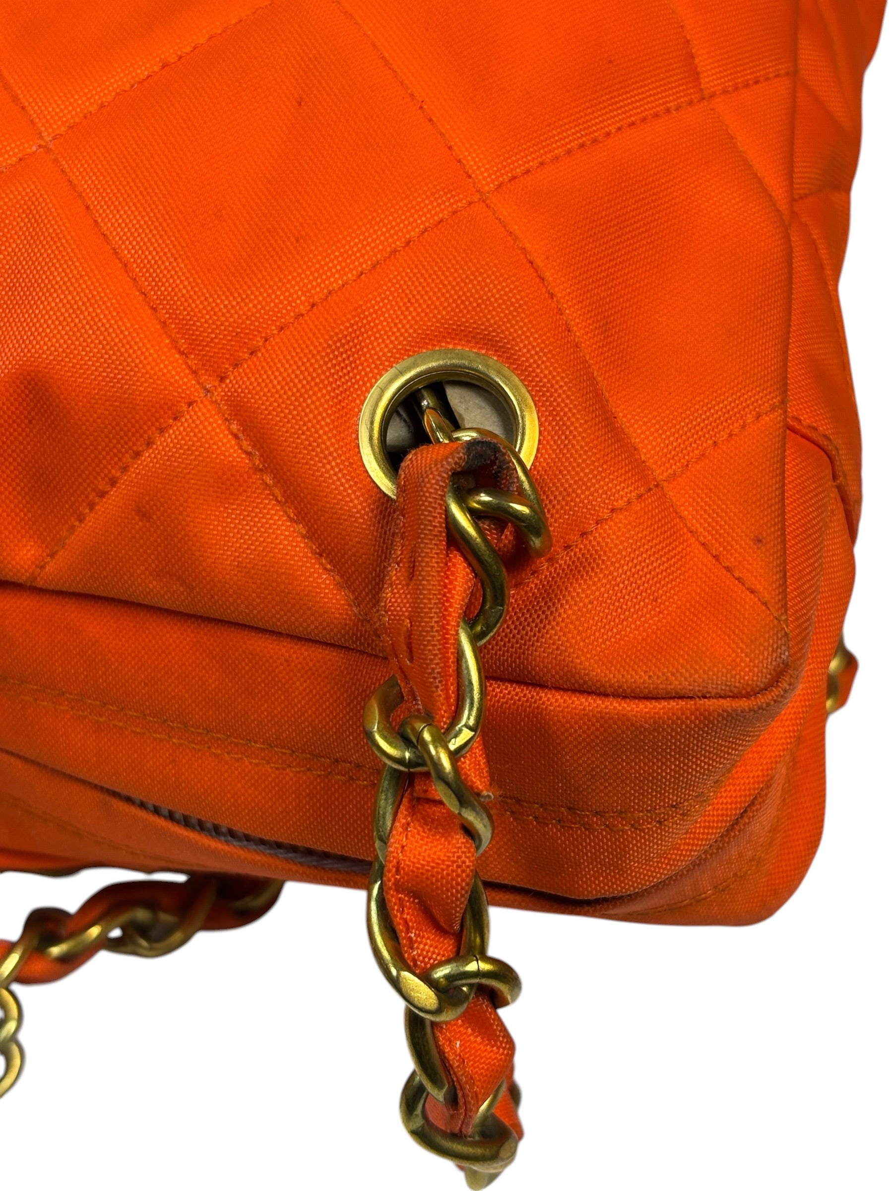 Chanel Orange Quilted Nylon Classic Jersey Camera Bag 2012