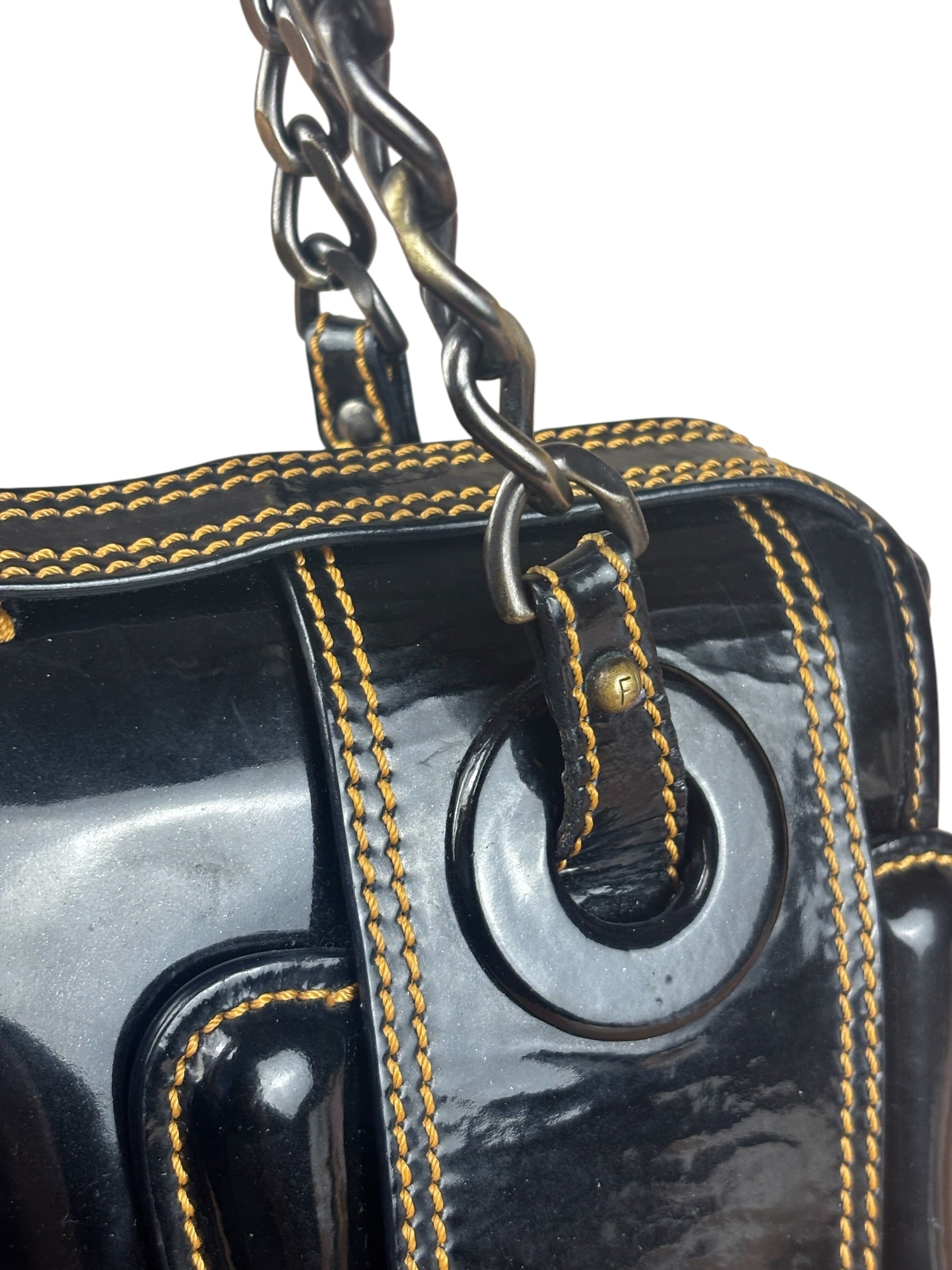 Fendi Black Patent Leather Shoulder Bag B