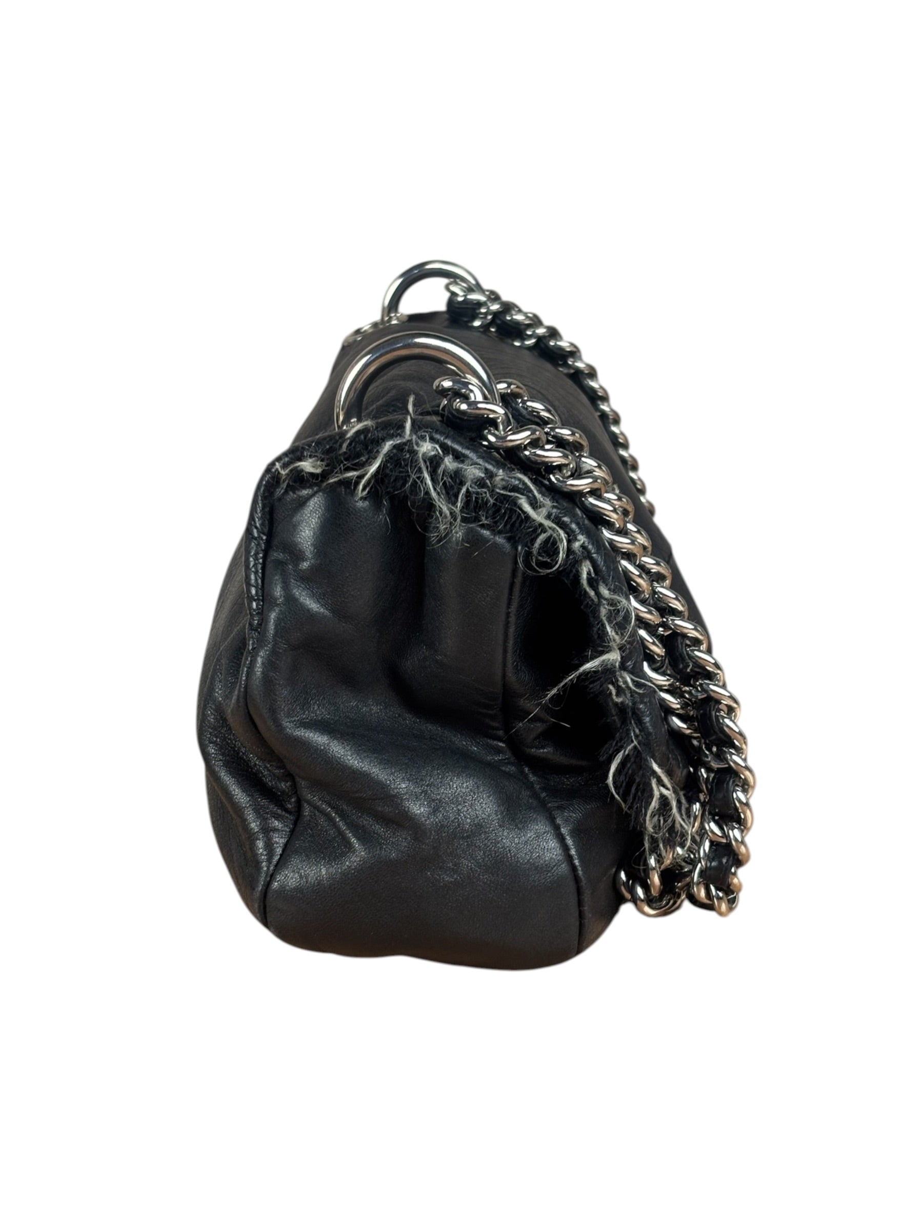 Chanel Black Classic Flap Tweed Shoulder Bag 2010