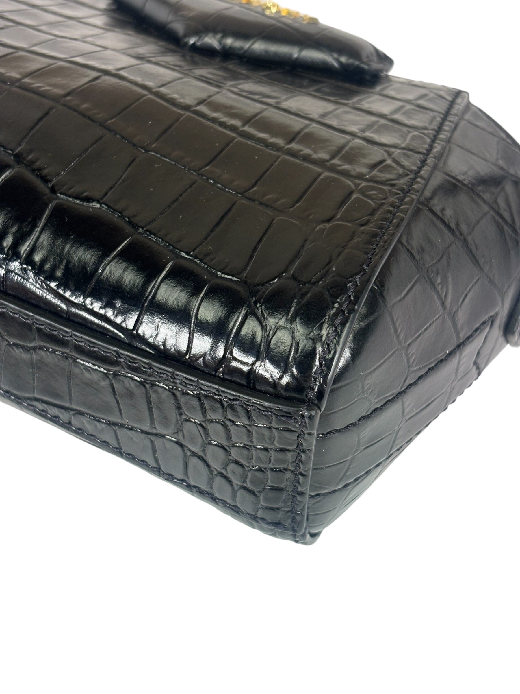 Givenchy Black Crocodile Embossed Leather Nano Antigona Crossbody Bag