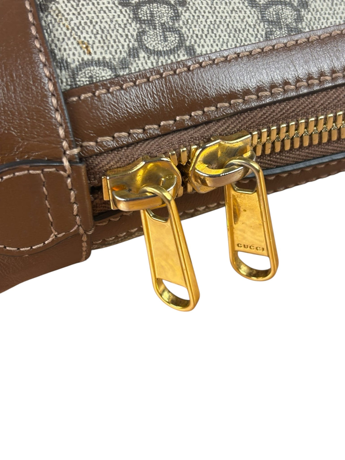 Gucci Brown Leather GG Horsebit Small Top Handle Bag 1955