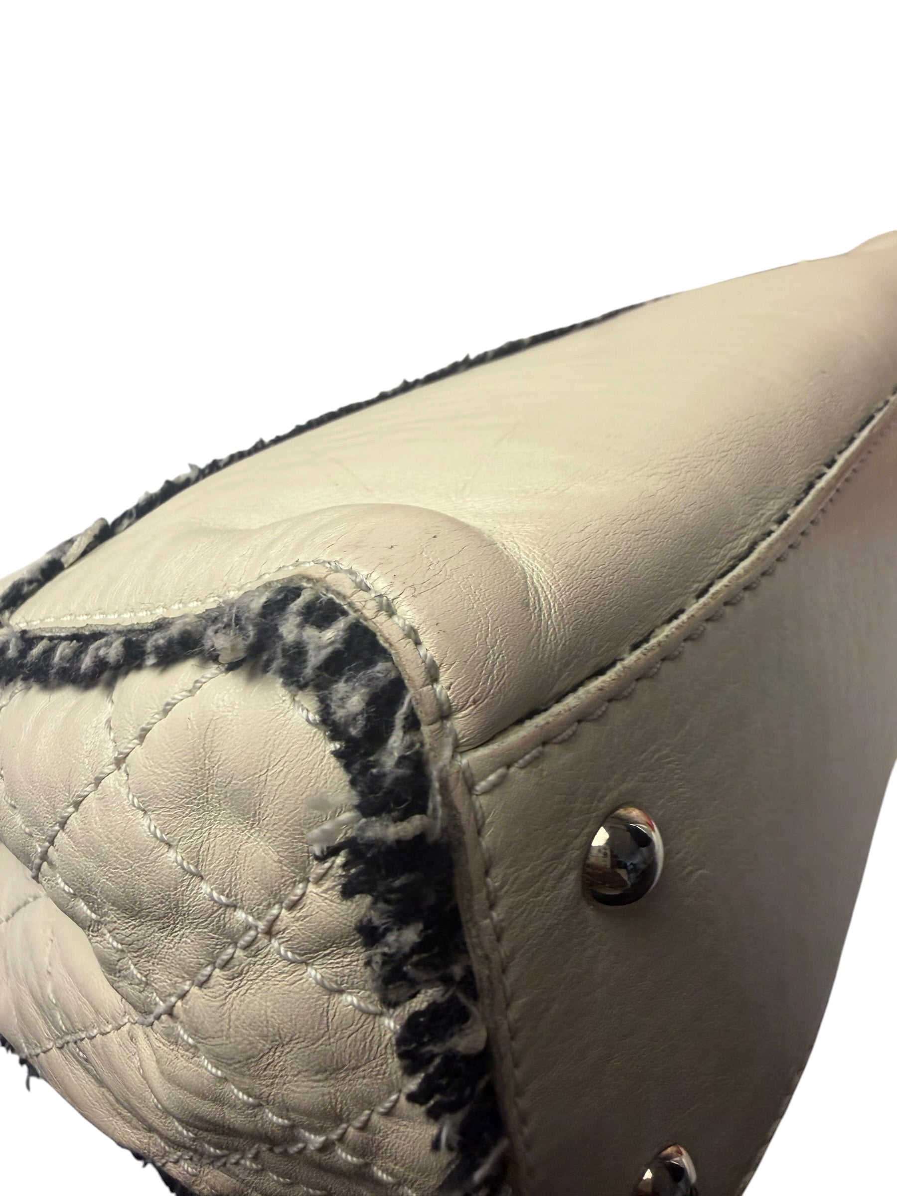 Chanel Cream Lambskin Funny Tweed Flap Bag 2009