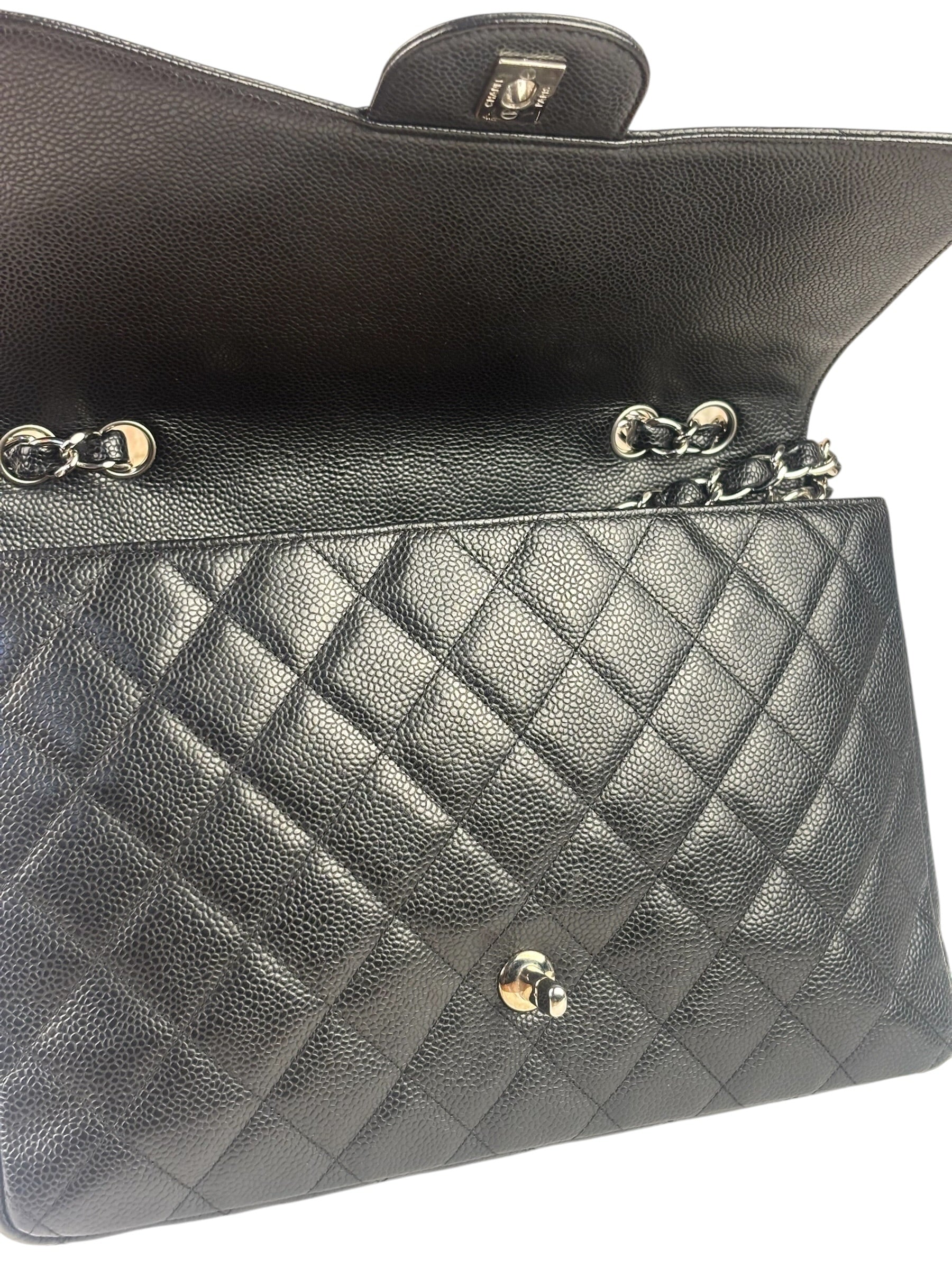 Chanel Black Caviar Quilted Flap Large Flap Bag 2006