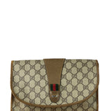 Gucci Brown Leather Trim GG Accessory Collection Clutch