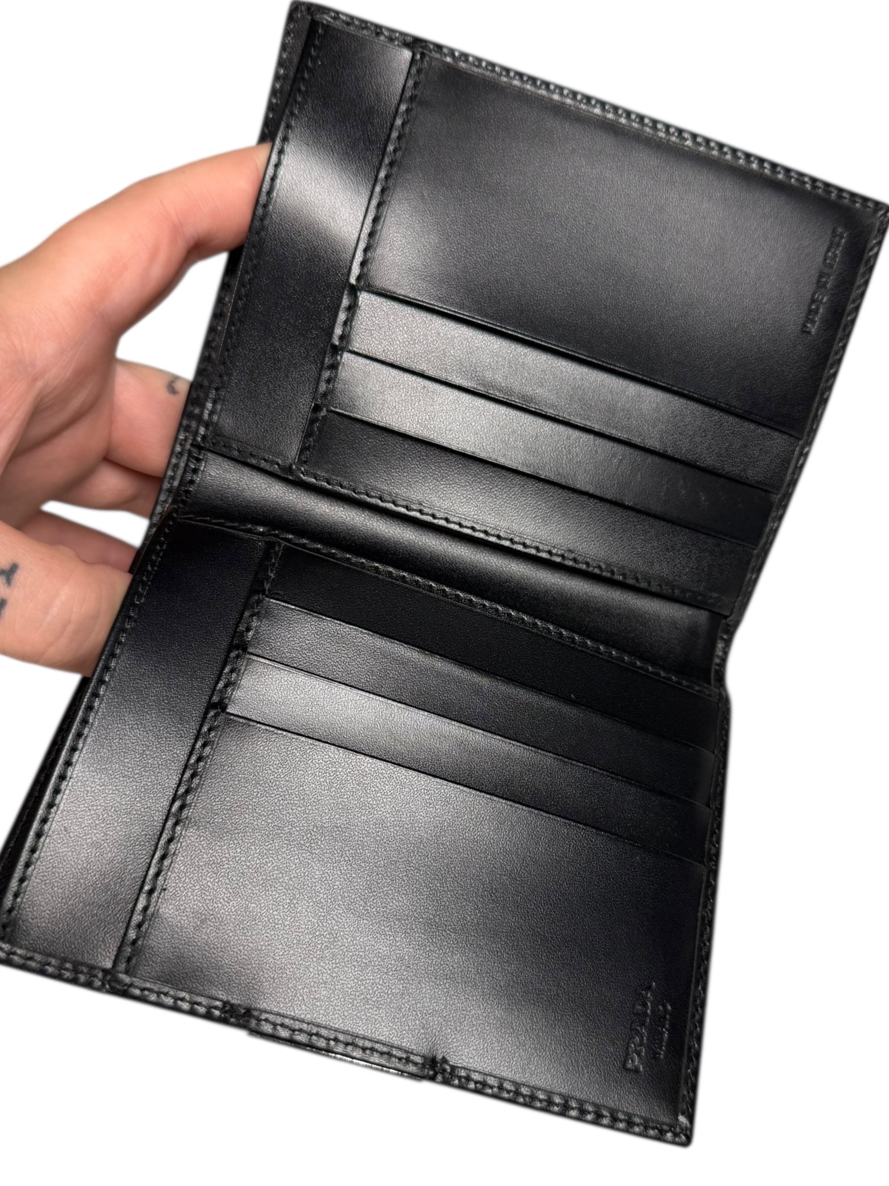 Prada Black Leather Bi-Fold Wallet