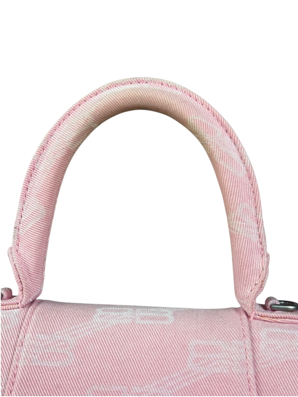 Balenciaga Pink Denim Small Hourglass 2Way Handbag