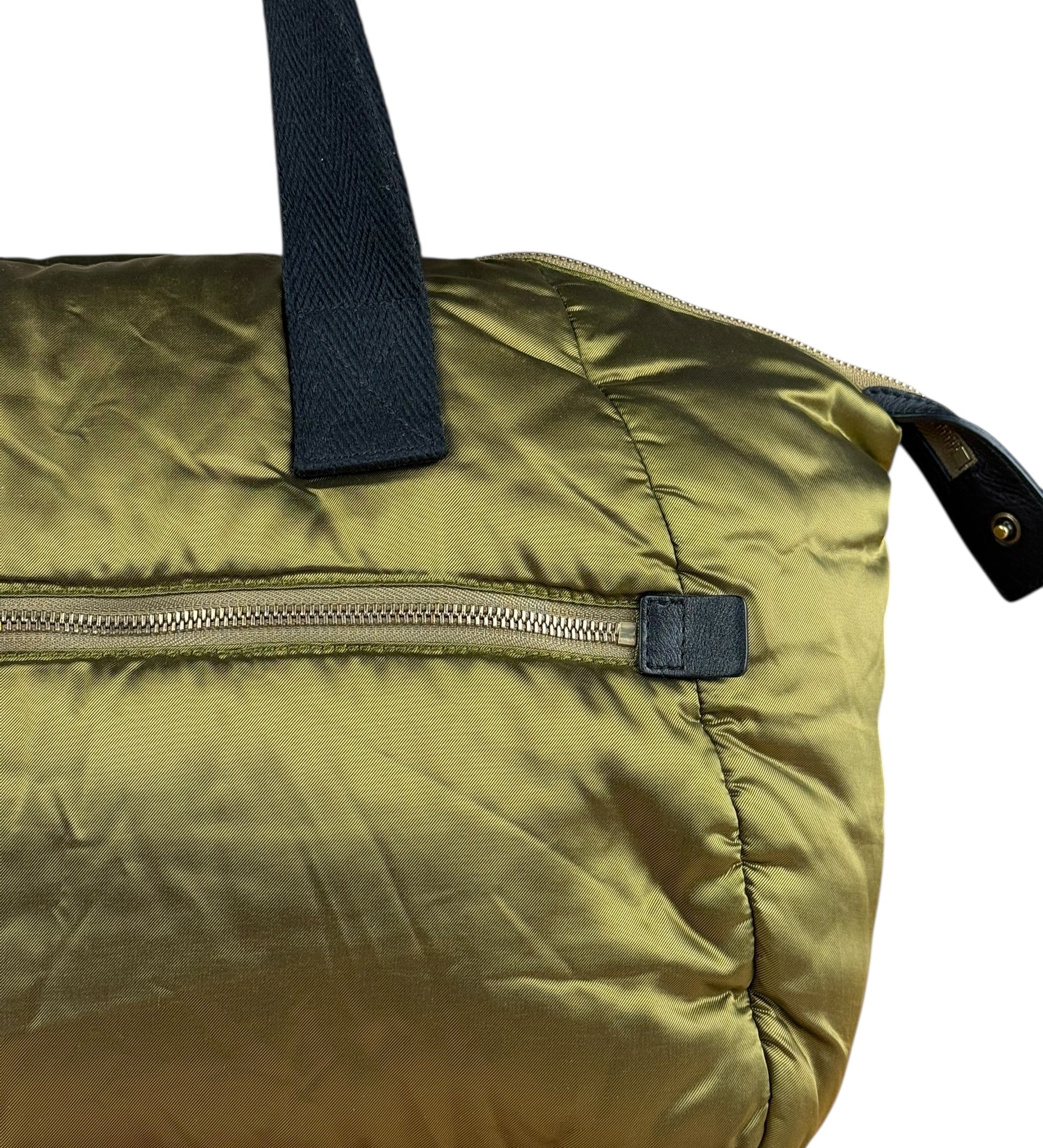 Celine Vintage Green Nylon Puffer Handbag