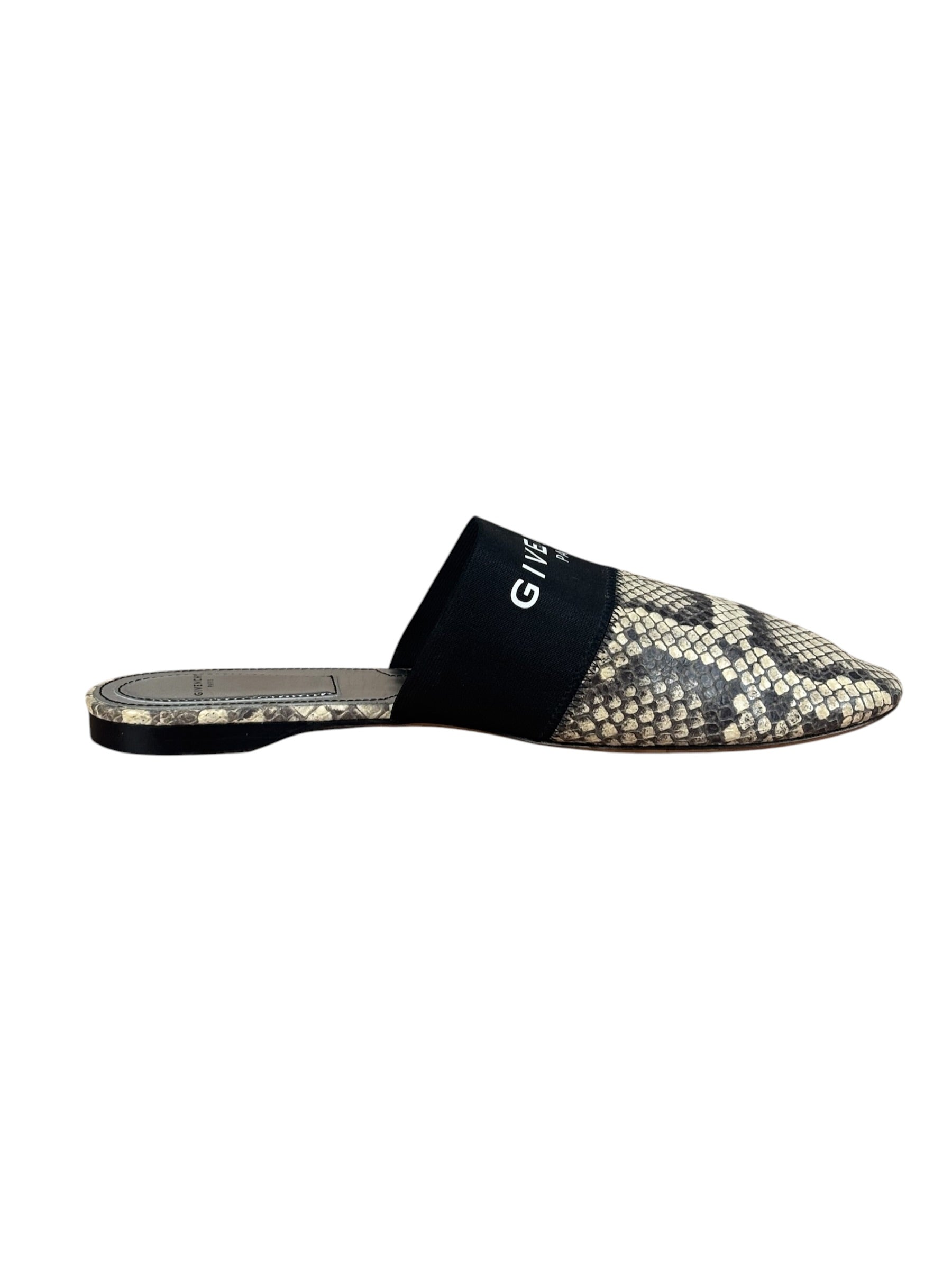Givenchy Bedford Python-Embossed Leather Flat Mules
