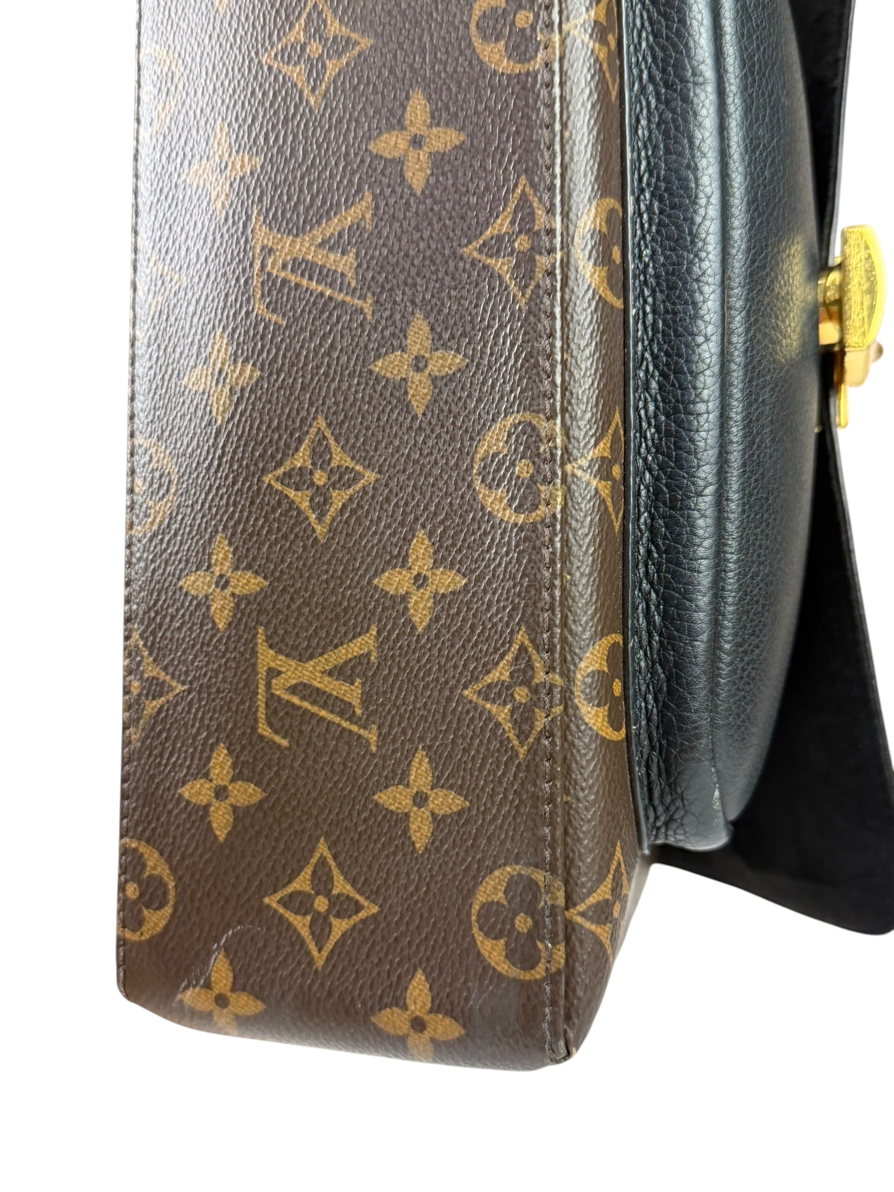 Louis Vuitton Black Leather/ Monogram Marignan 2Way Bag