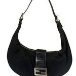 Fendi Black Leather Trim Mamma Baguette