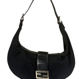 Fendi Black Leather Trim Mamma Baguette