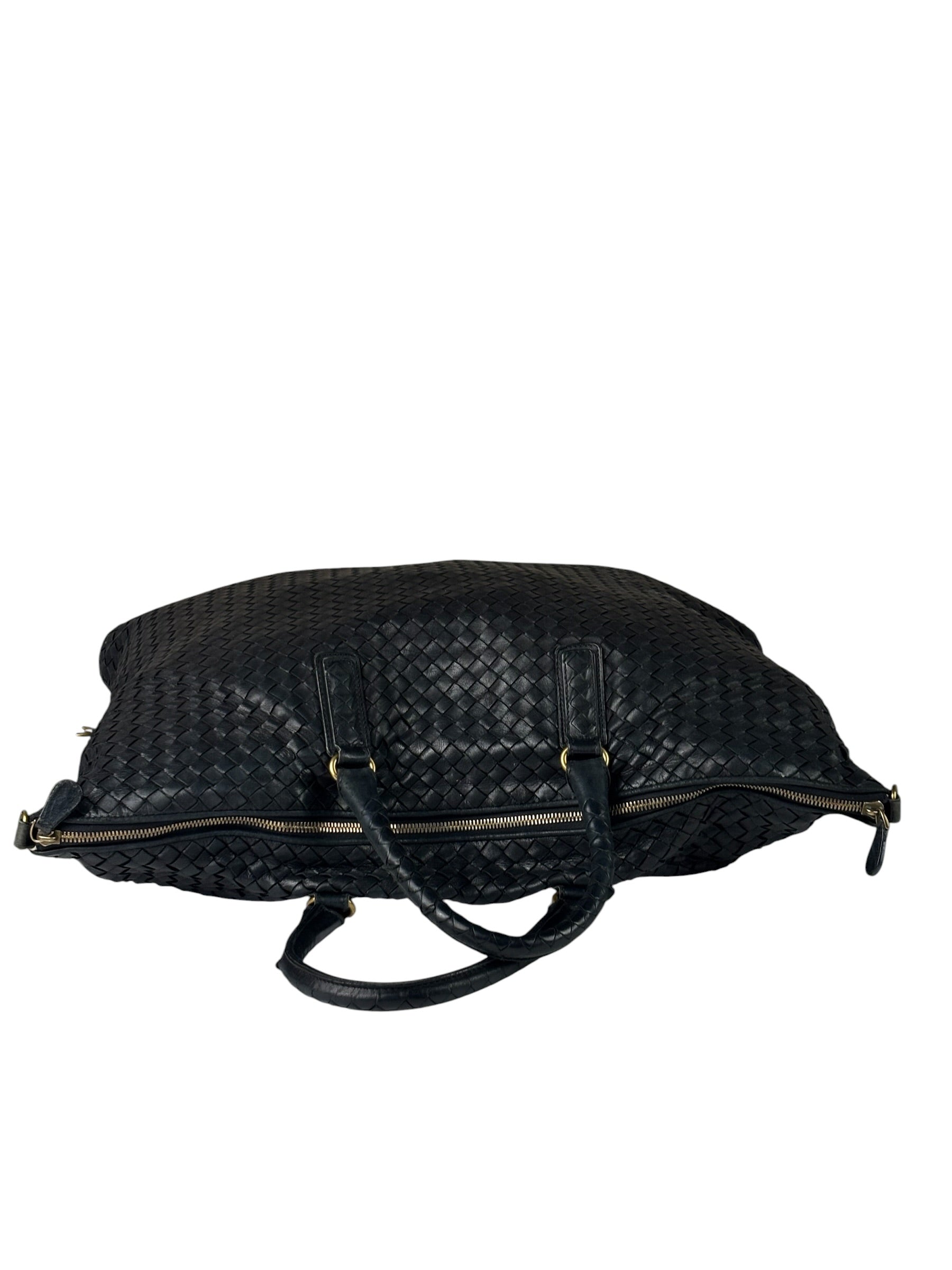 Bottega Veneta Black Intrecciato Large Handbag