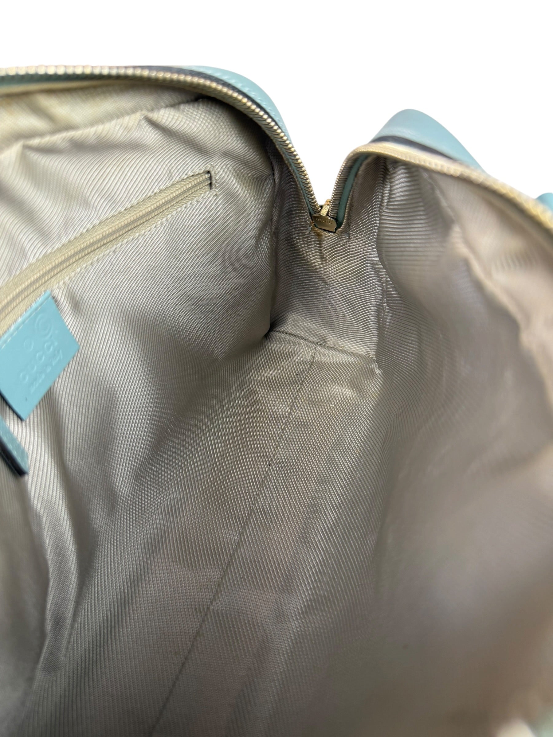 Gucci Blue Leather Micro GG Bowler Bag