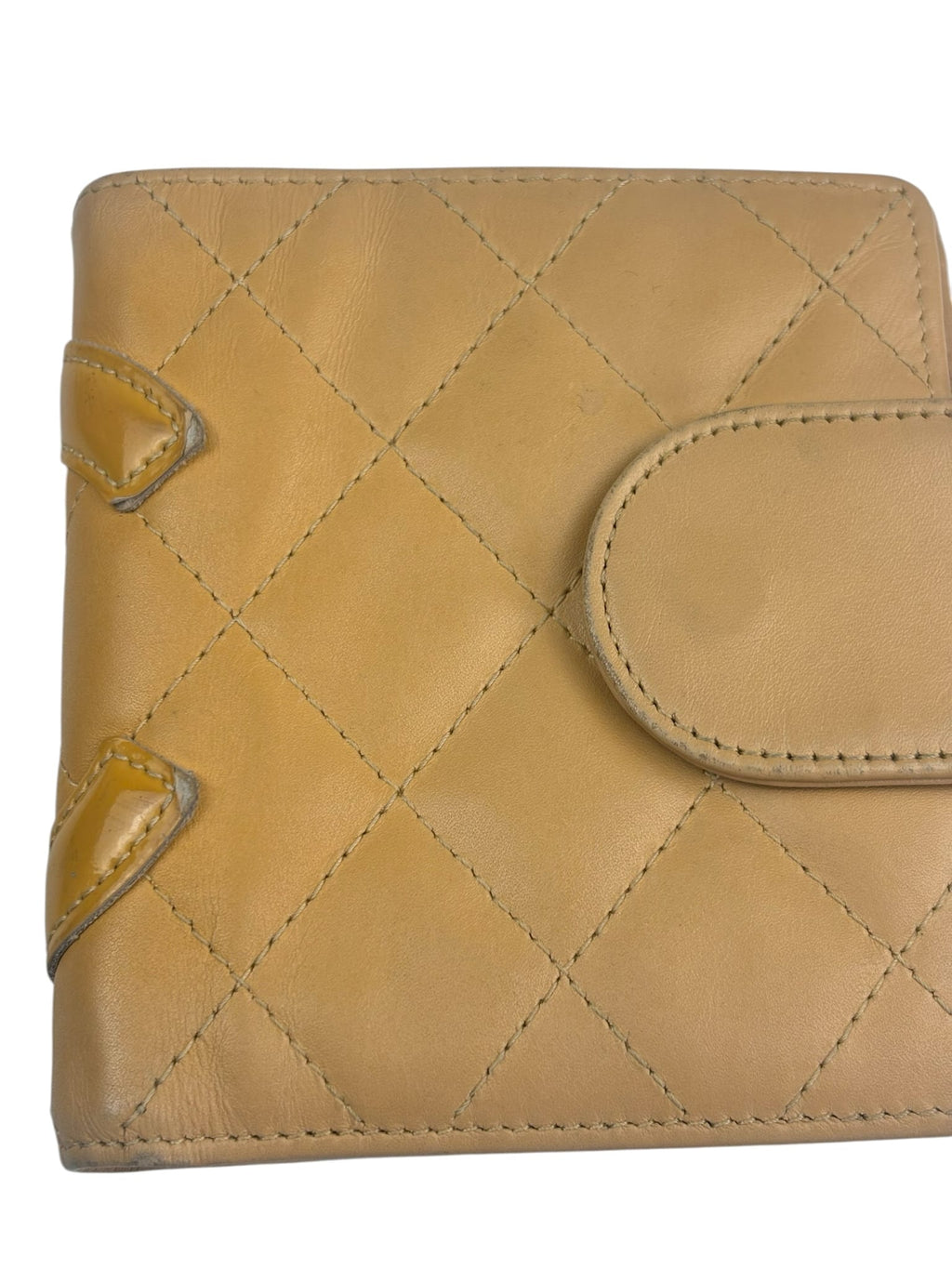 Chanel Beige Quilted Leather Cambon Line Bifold Wallet 2005