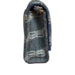 Balenciaga Blue Denim Hourglass Monogram Wallet On Chain
