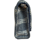 Balenciaga Blue Denim Hourglass Monogram Wallet On Chain