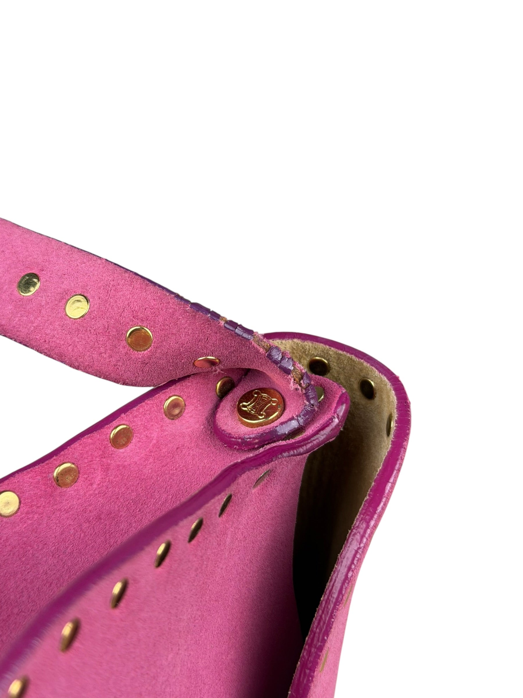 Celine Vintage Pink Suede Poulbot Shoulder Bag