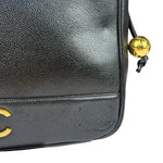 Chanel Vintage Black Caviar Leather Triple CC Chain Tote Bag
