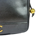 Chanel Vintage Black Caviar Leather Triple CC Chain Tote Bag