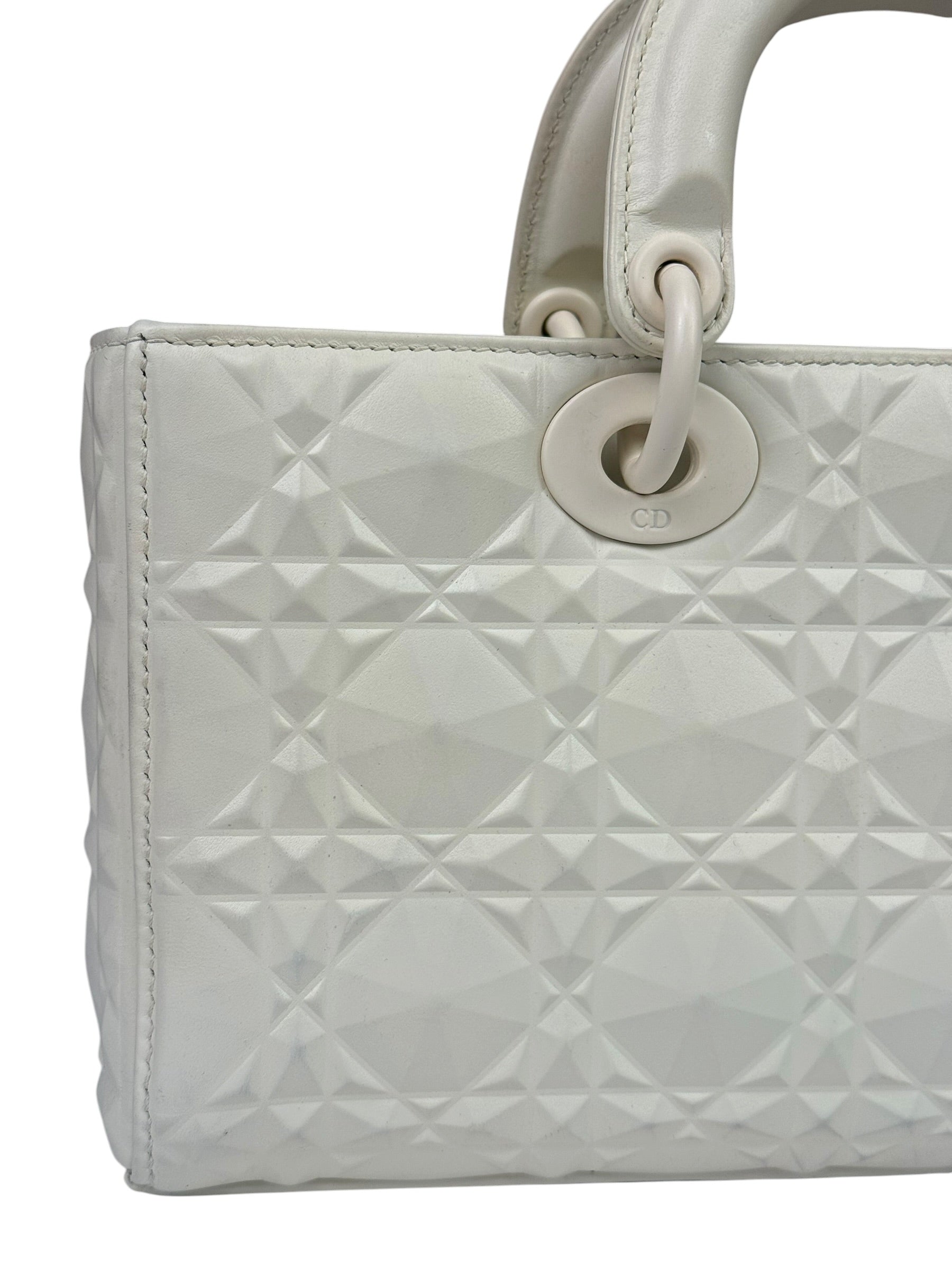 Christian Dior White Lady D-Joy Geometric 2Way Handbag
