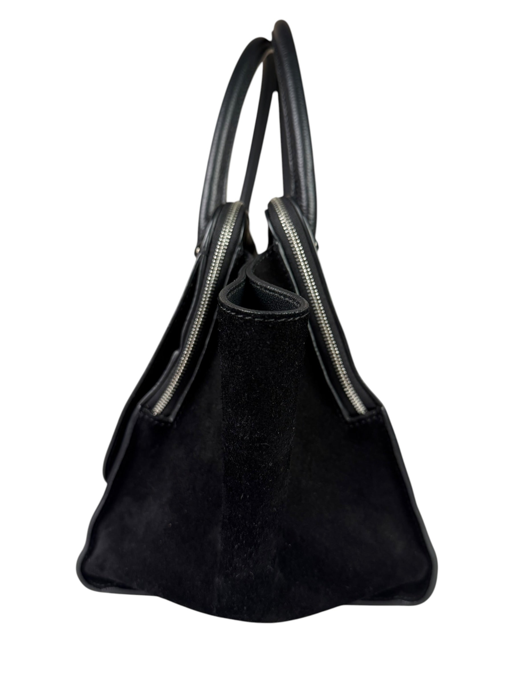 Celine Black Leather/Suede Trapeze Medium Handbag