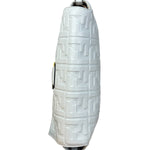 Fendi Large Zucca Embossed Leather Baguette White