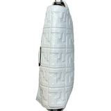 Fendi Large Zucca Embossed Leather Baguette White