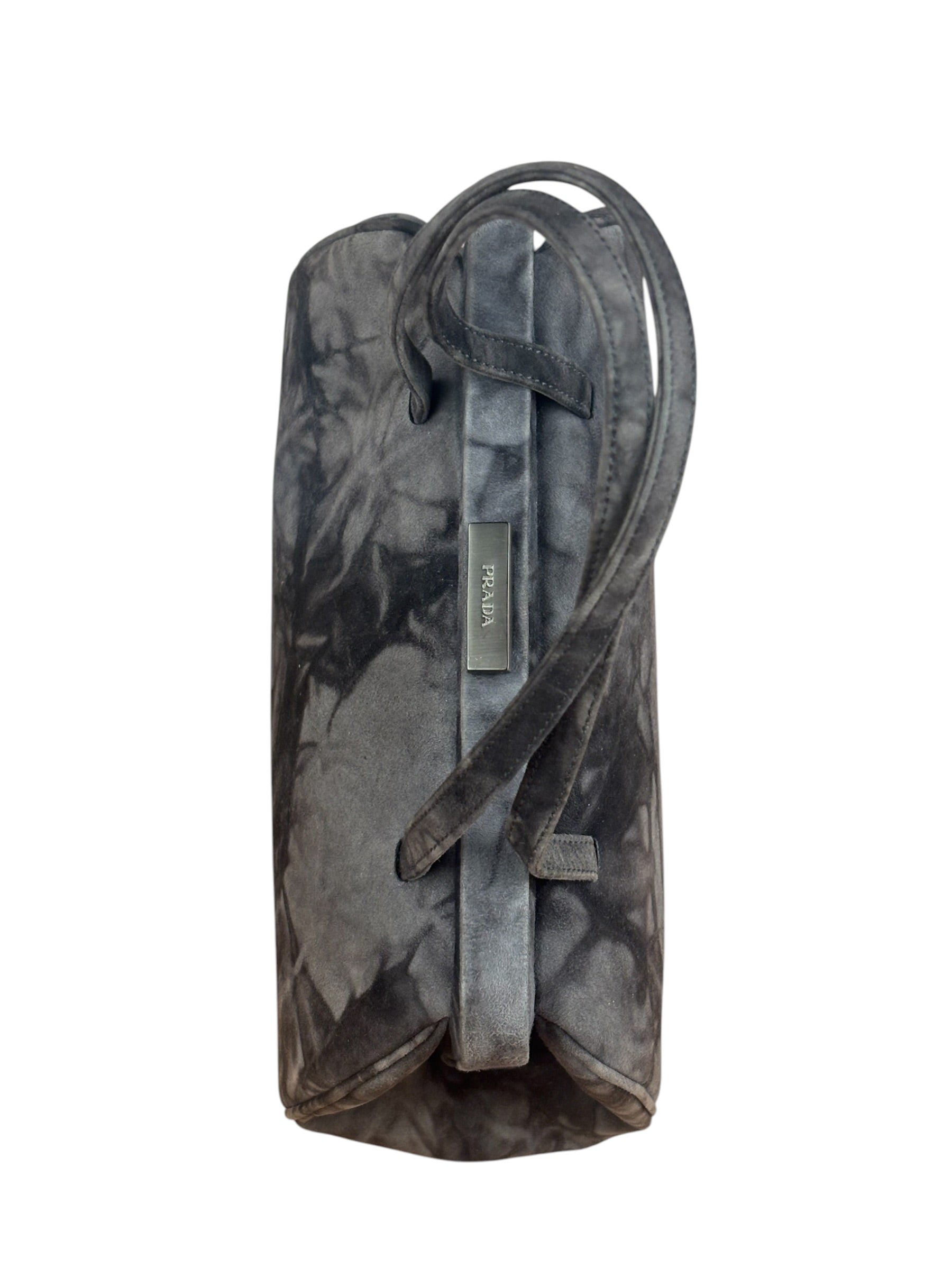 Prada Lux Grey Scamosciato Tie Dye Clutch Top Handbag