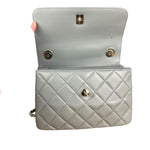 Chanel CC Trendy Blue Leather Flap Top Handle Bag