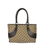 Gucci Brown Leather Trim GG Supreme Shoulder Bag