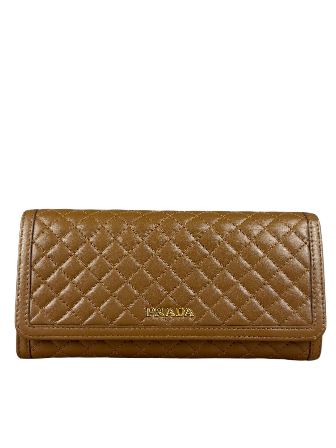 Prada Brown Quilted Leather Long Wallet
