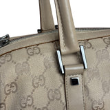 Gucci GG Beige Leather Trim Guccissima Small Boston Bag
