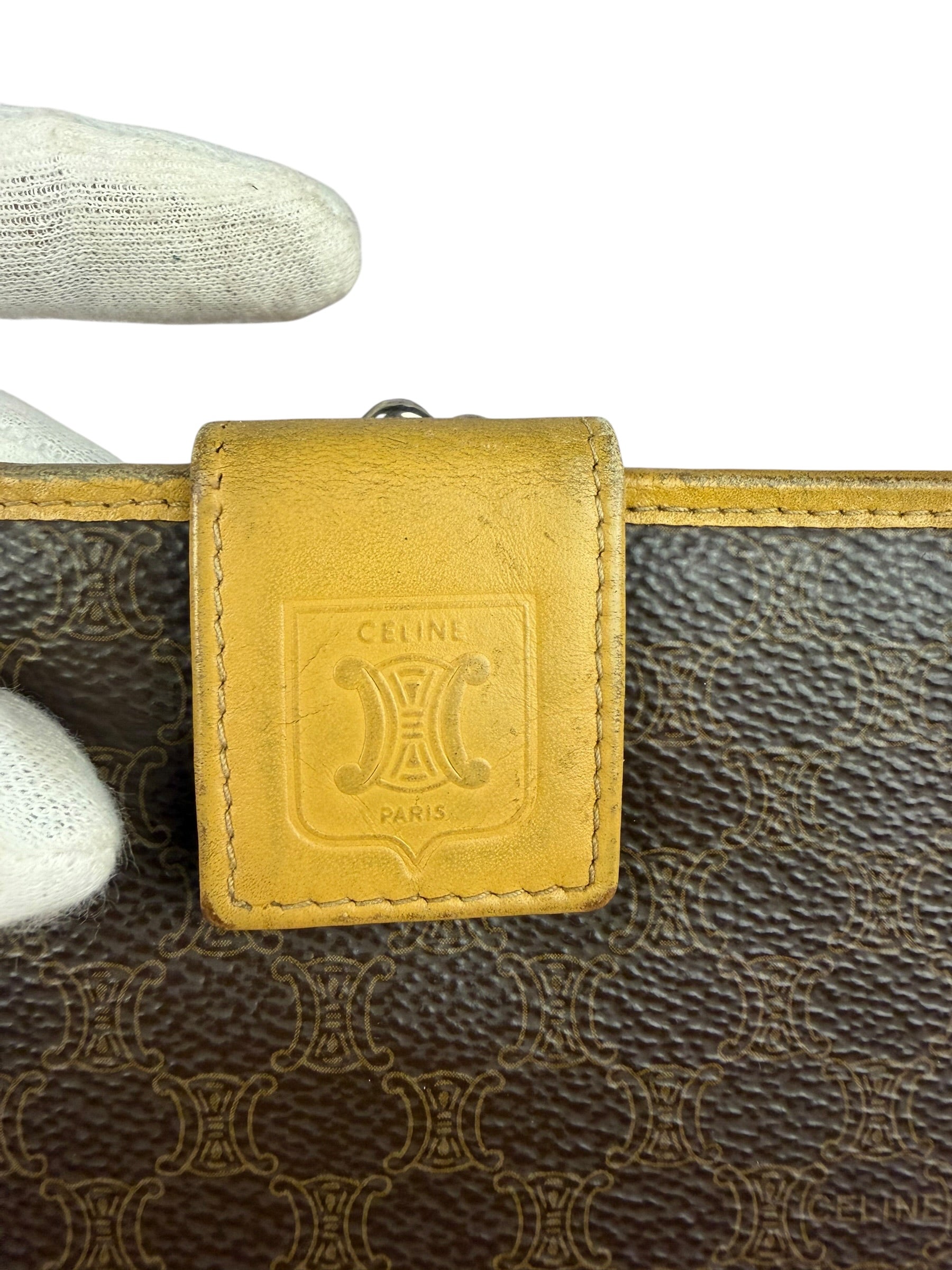 Celine Vintage Brown Macadam Bifold Kisslock Wallet