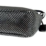 Prada Black Satin/Saffiano Leather Trim  Re-Edition Crystal-Studded Mini Pochette 2005
