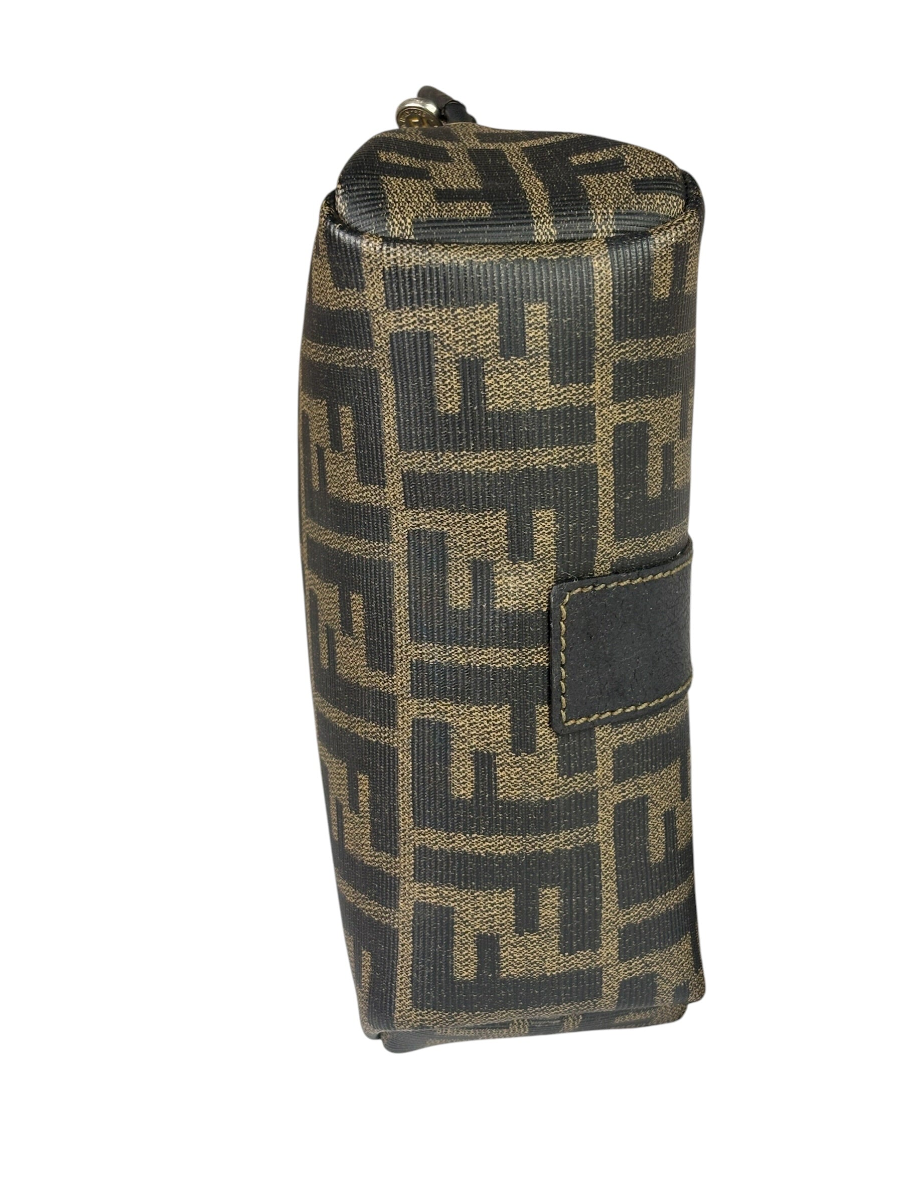 Fendi Black Leather Trim Zucca Small Camera Bag