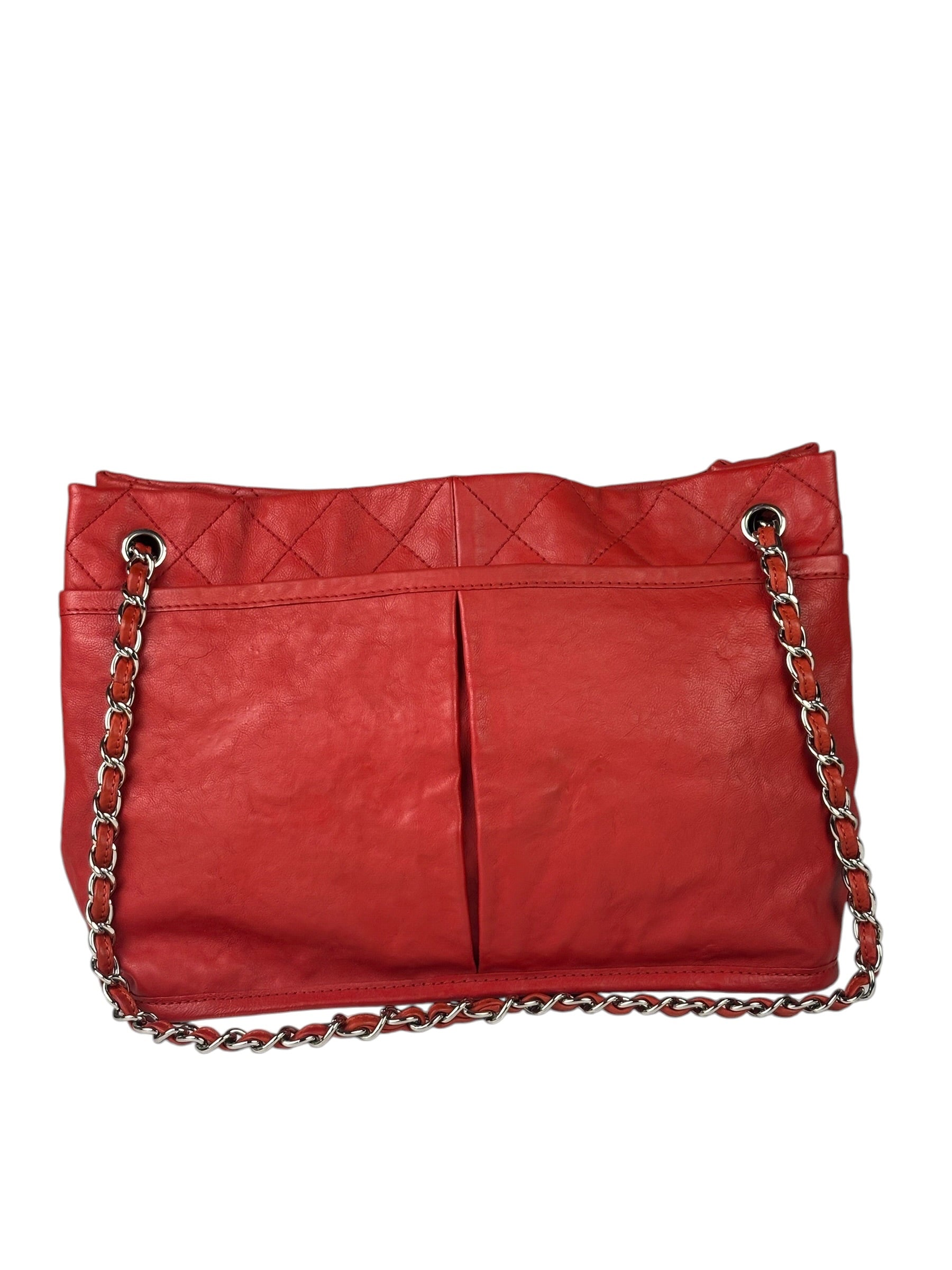 Chanel Red Quilted Leather Natural Beauty Chain Tote 2010