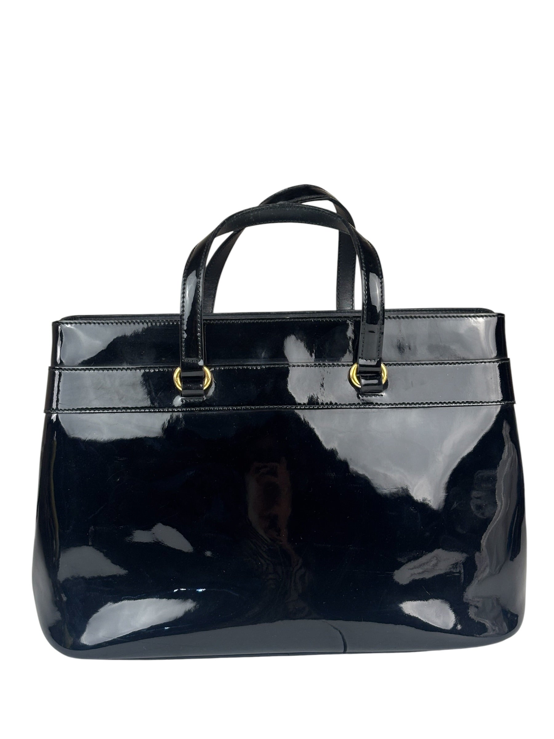 Gucci Vintage Black Patent Leather Tote