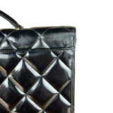 Chanel CC Black Patent Quilted Flap Briefcase Handbag '95