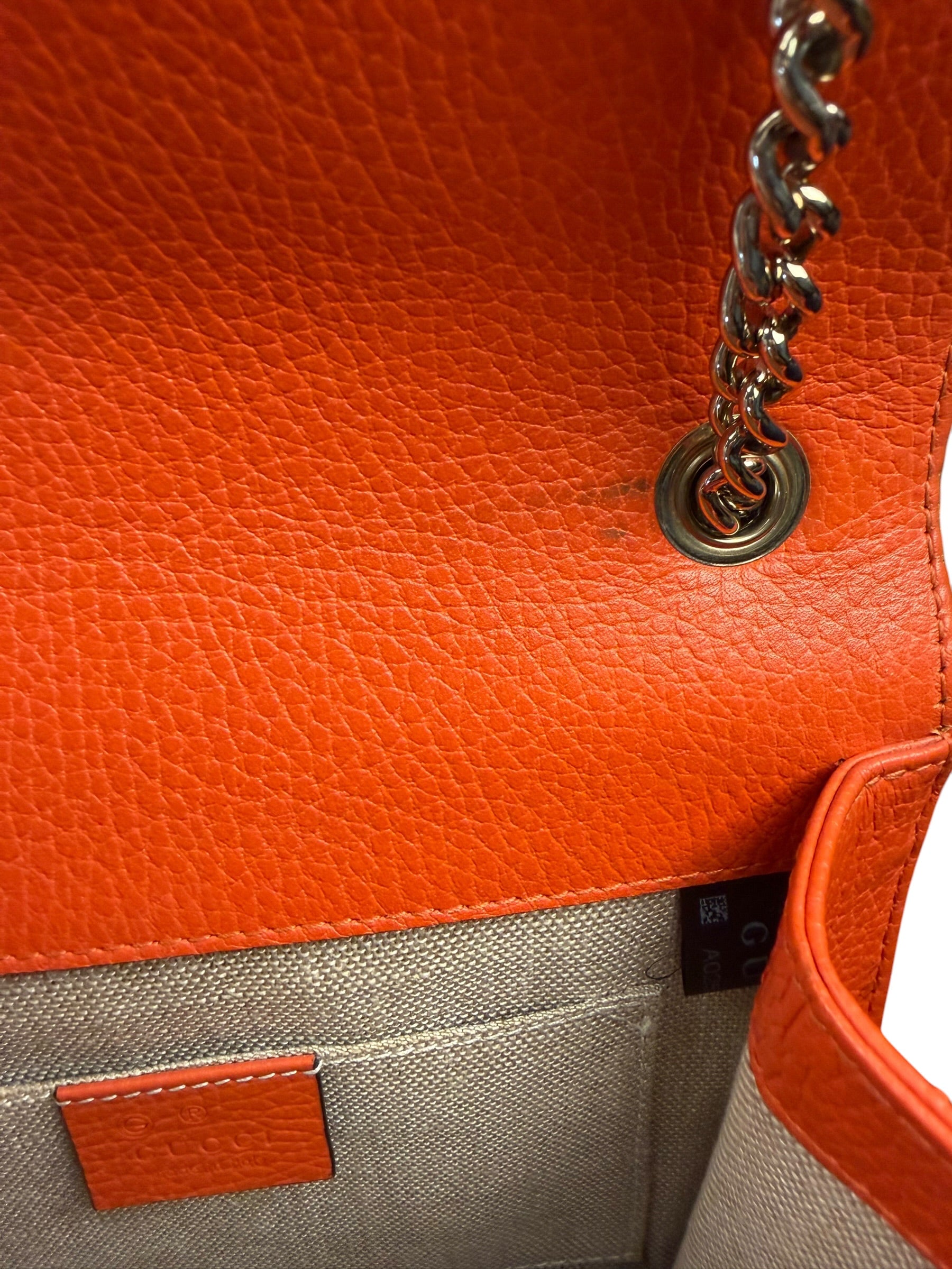 Gucci Orange Leather Small Dollar Interlocking G Shoulder Bag