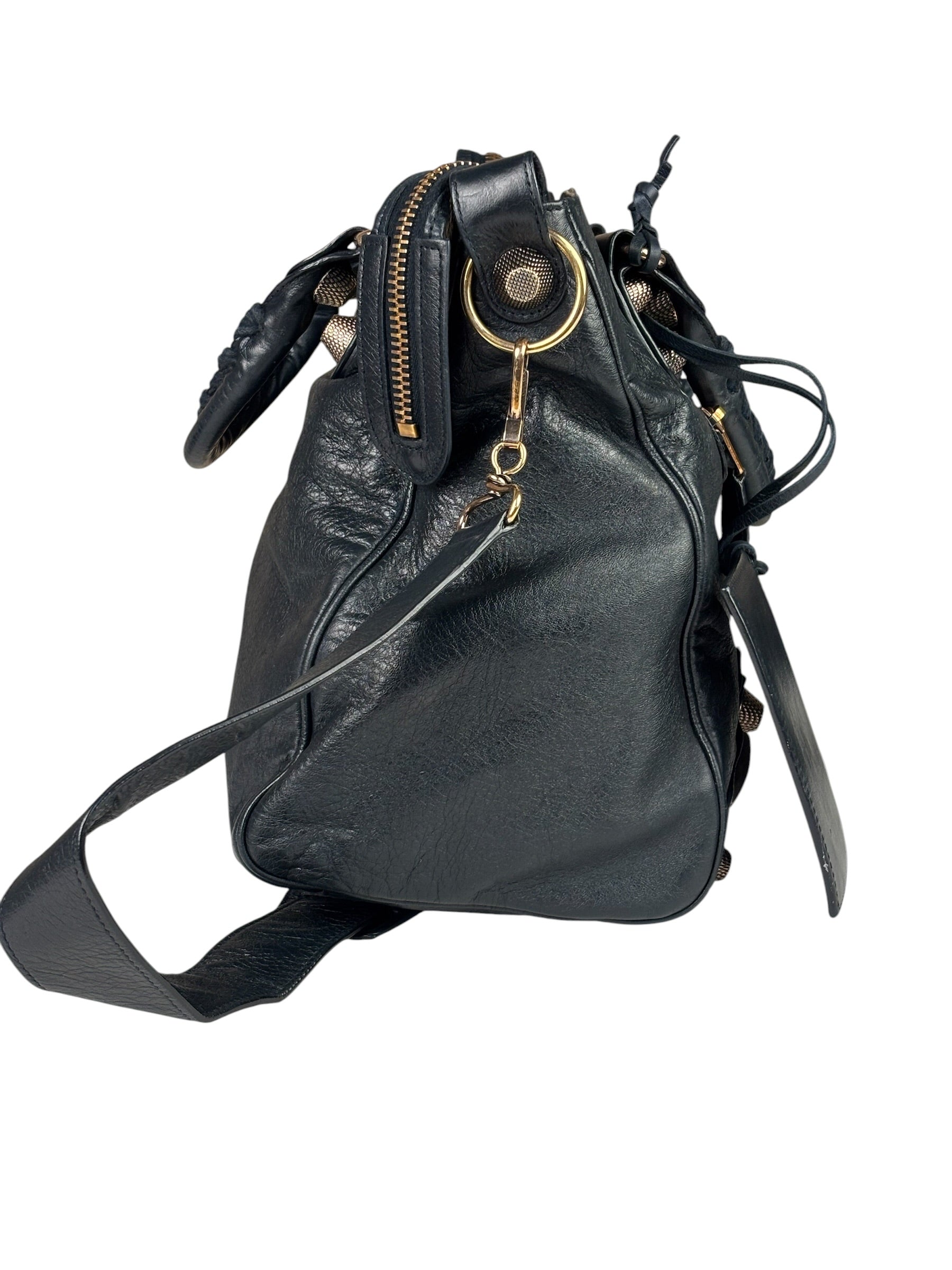 Balenciaga Vintage Navy Leather City Two-Way Bag