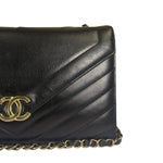 Chanel Black Calfskin Chevron Envelop Flap Bag 2019