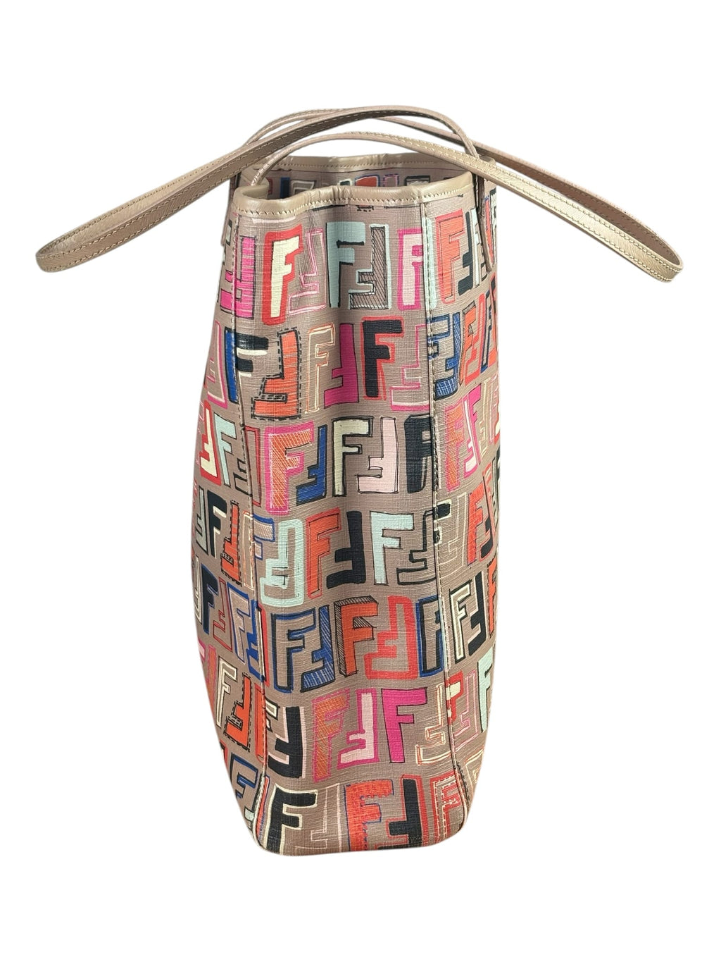 Fendi Colorblock Leather Zucca Roll Tote