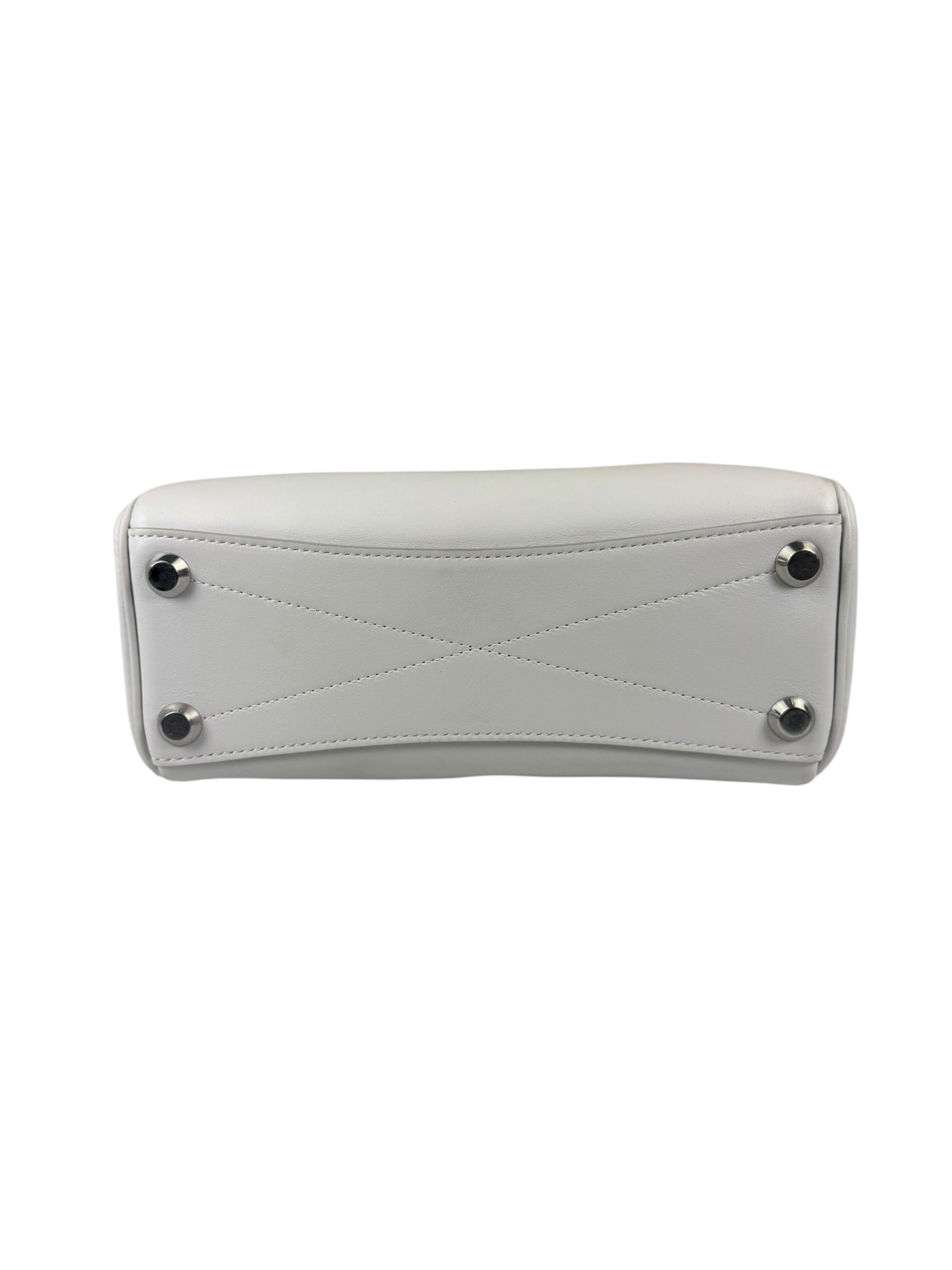 Balenciaga White Leather Bel Air Carry All Handbag