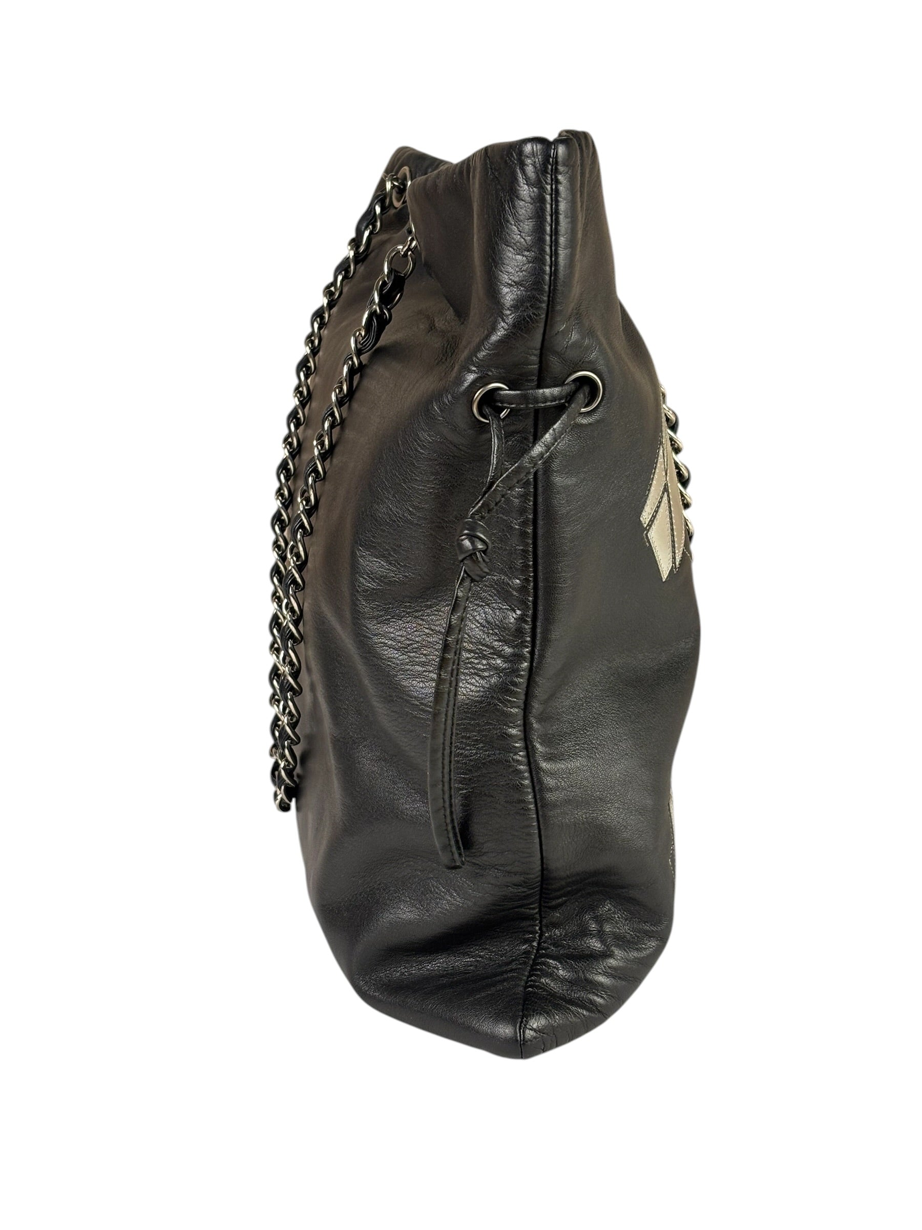 Chanel Black Leather CC Mirrored Mosaic Chain Tote 2008