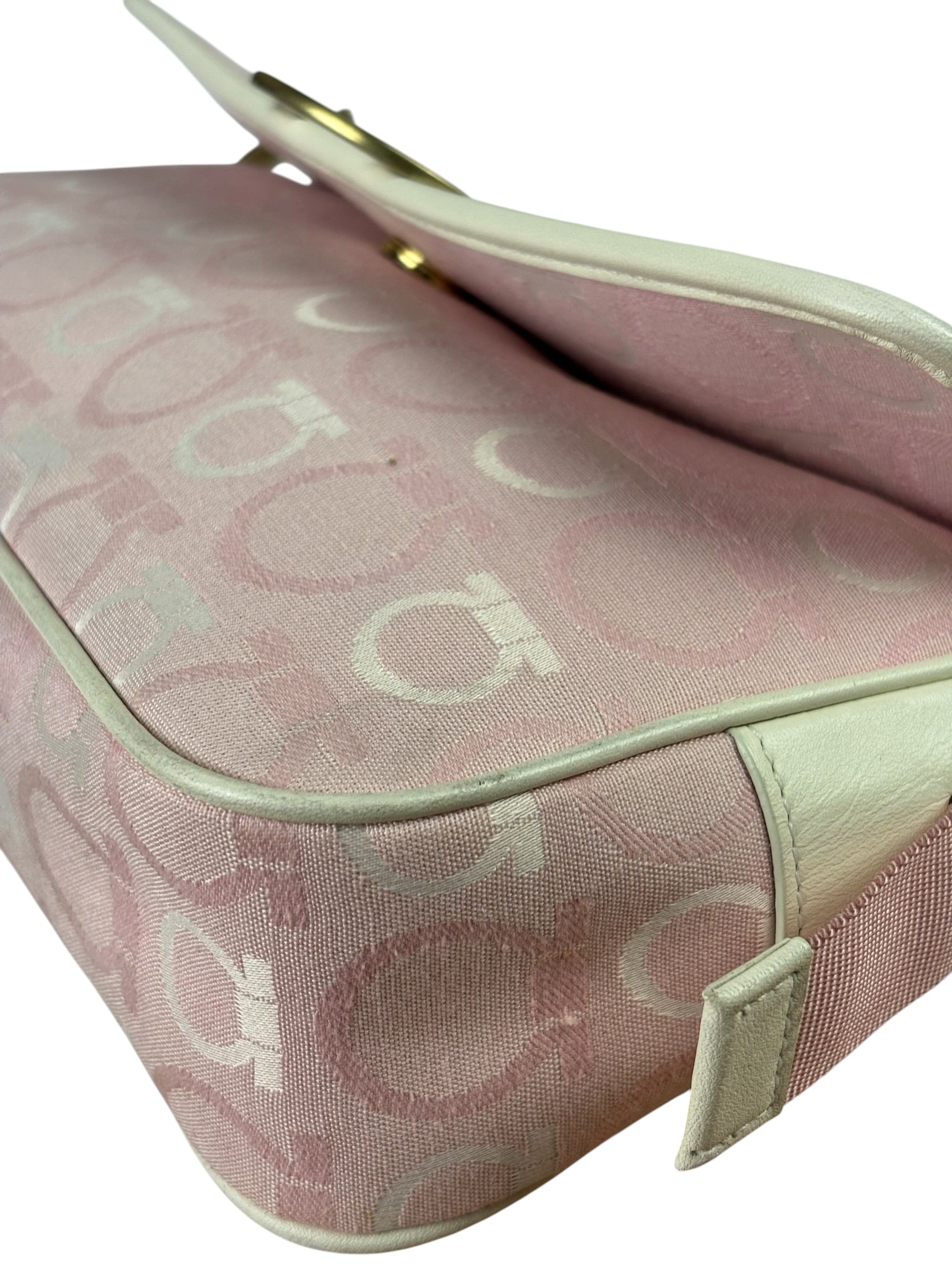 Ferragamo Pink Canvas Gancini Shoulder Bag