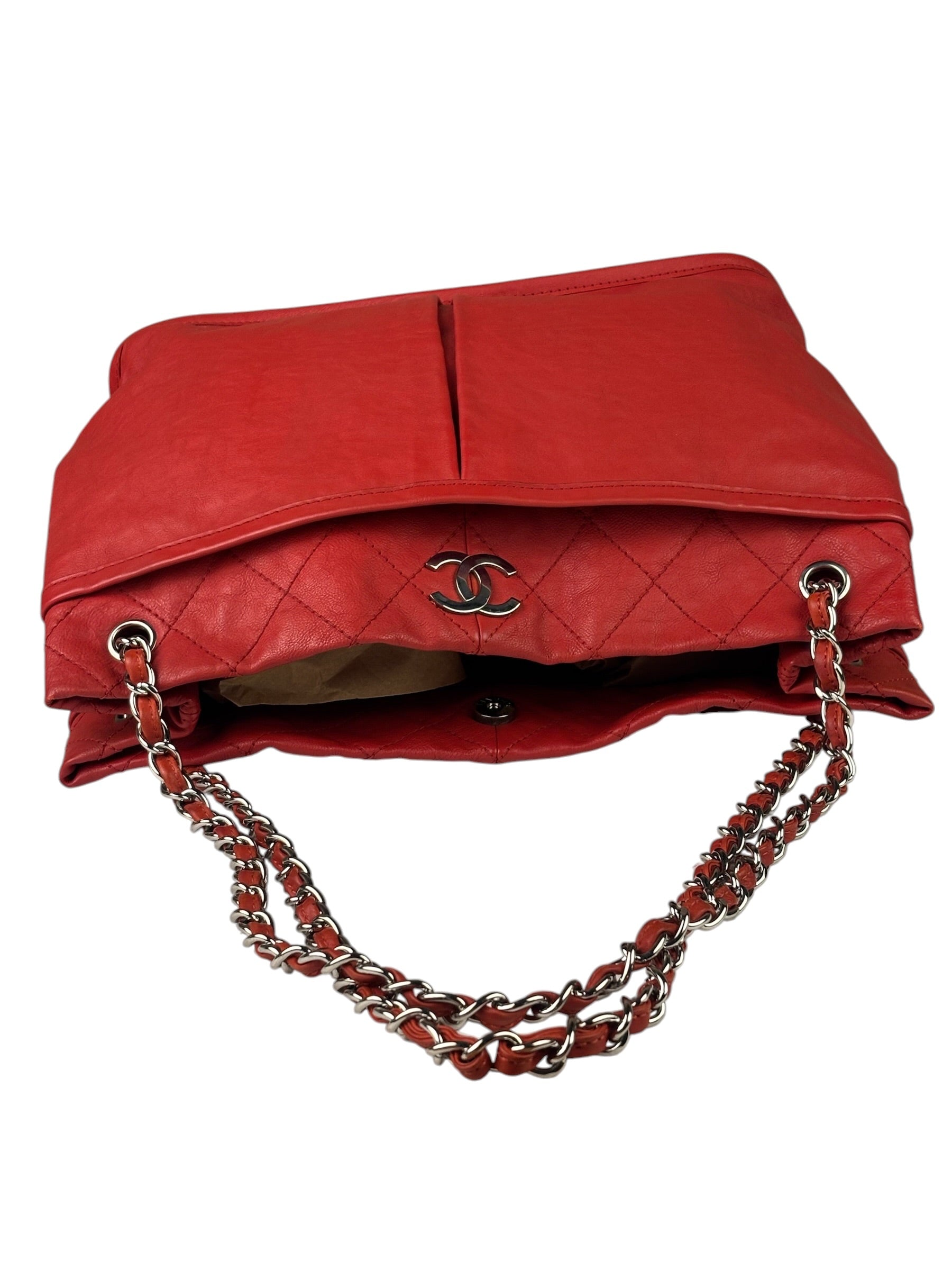 Chanel Red Quilted Leather Natural Beauty Chain Tote 2010